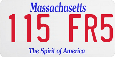 MA license plate 115FR5