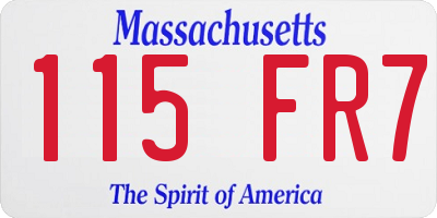 MA license plate 115FR7