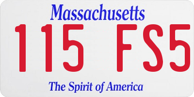 MA license plate 115FS5