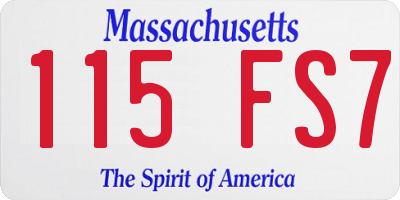 MA license plate 115FS7