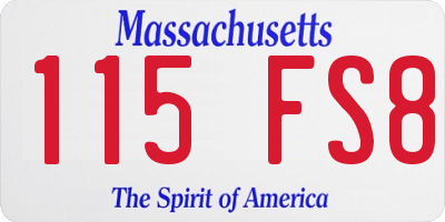 MA license plate 115FS8