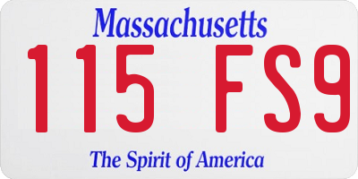 MA license plate 115FS9