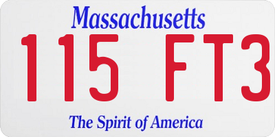 MA license plate 115FT3