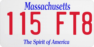 MA license plate 115FT8