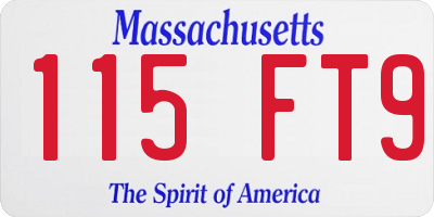 MA license plate 115FT9