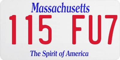 MA license plate 115FU7