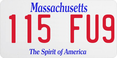 MA license plate 115FU9