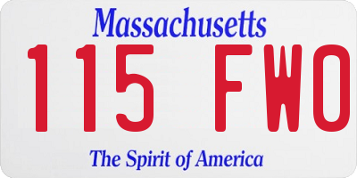 MA license plate 115FW0