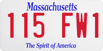 MA license plate 115FW1