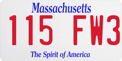 MA license plate 115FW3