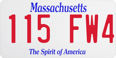 MA license plate 115FW4