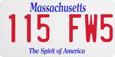 MA license plate 115FW5