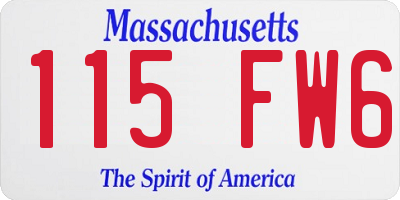 MA license plate 115FW6