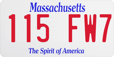 MA license plate 115FW7