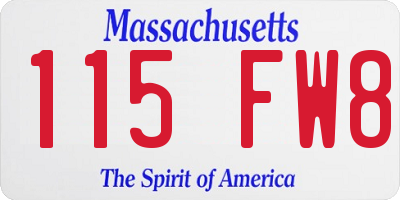 MA license plate 115FW8