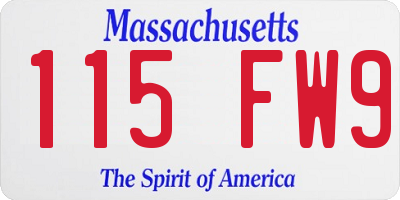 MA license plate 115FW9