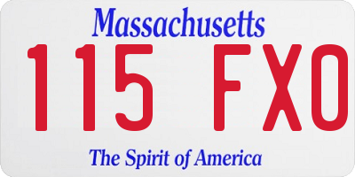 MA license plate 115FX0