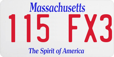 MA license plate 115FX3