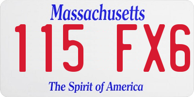MA license plate 115FX6
