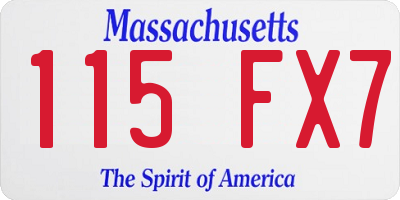 MA license plate 115FX7