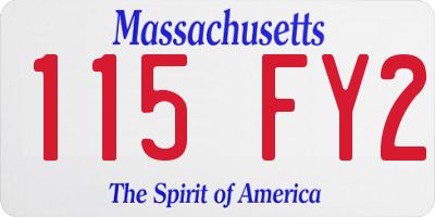 MA license plate 115FY2