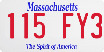 MA license plate 115FY3