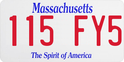 MA license plate 115FY5