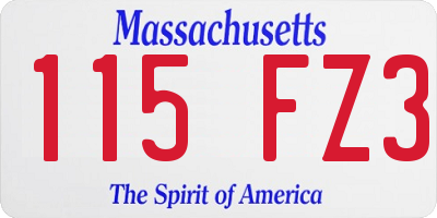 MA license plate 115FZ3