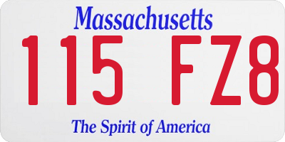 MA license plate 115FZ8