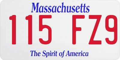 MA license plate 115FZ9
