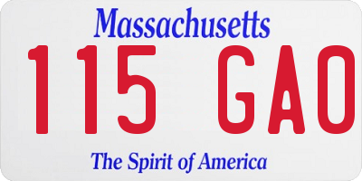 MA license plate 115GA0