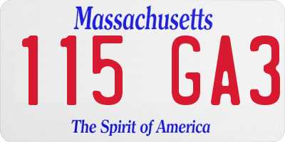 MA license plate 115GA3