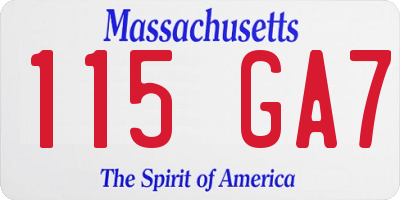 MA license plate 115GA7