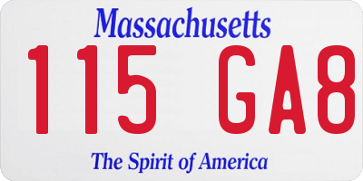MA license plate 115GA8