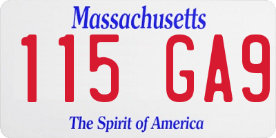 MA license plate 115GA9