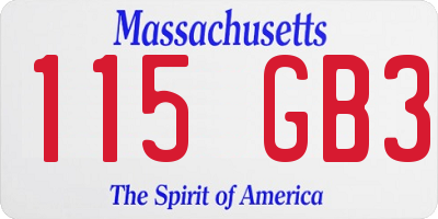 MA license plate 115GB3