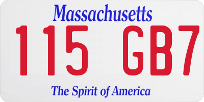 MA license plate 115GB7