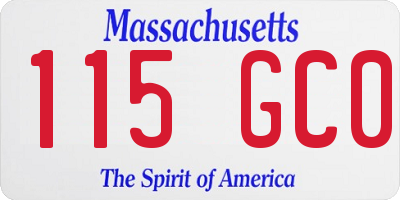 MA license plate 115GC0