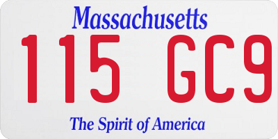 MA license plate 115GC9
