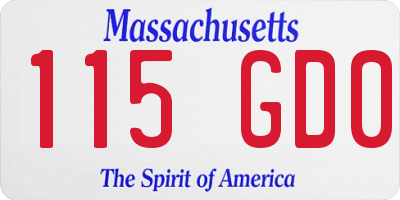 MA license plate 115GD0