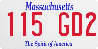 MA license plate 115GD2
