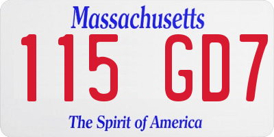 MA license plate 115GD7