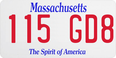 MA license plate 115GD8