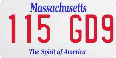 MA license plate 115GD9