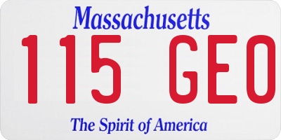MA license plate 115GE0