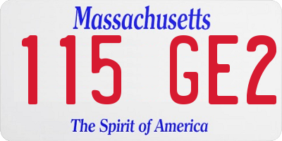 MA license plate 115GE2