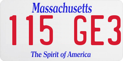 MA license plate 115GE3