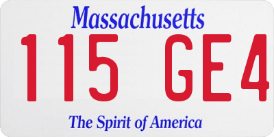 MA license plate 115GE4
