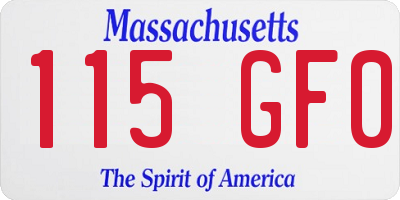 MA license plate 115GF0