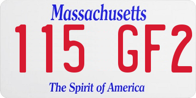 MA license plate 115GF2